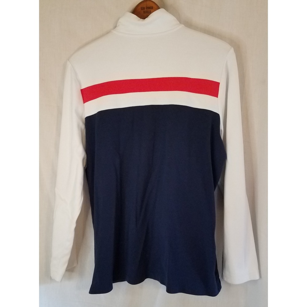 Appleseeds Jacket Sz L Full Zip Golf Track pockets Red White Blue Color Block - Picture 3 of 4